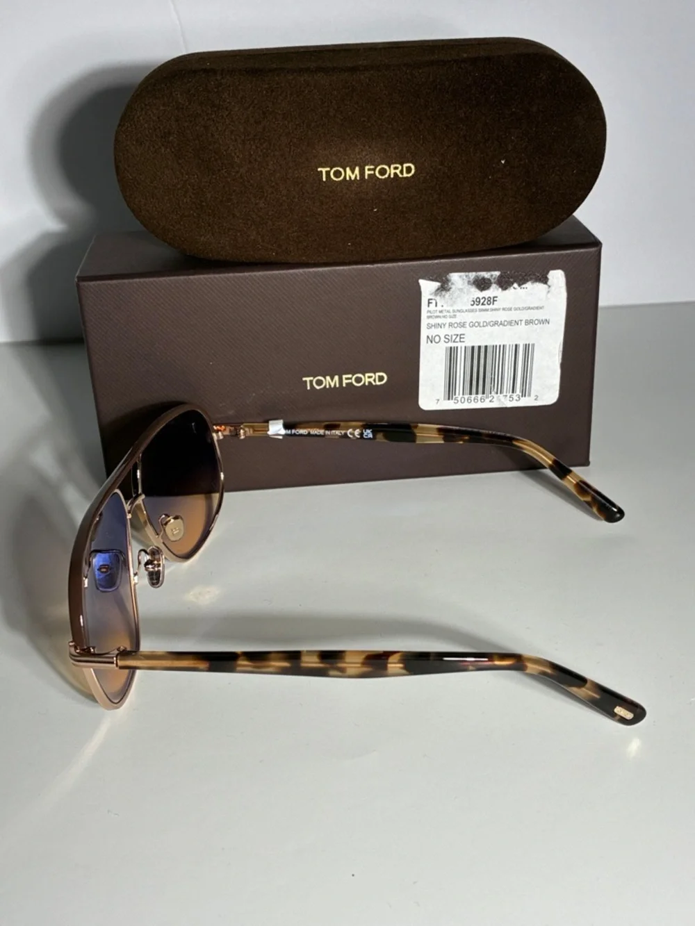 New Authentic Tom Ford Maxwell TF1019 26F Pilot Sunglasses, 59mm